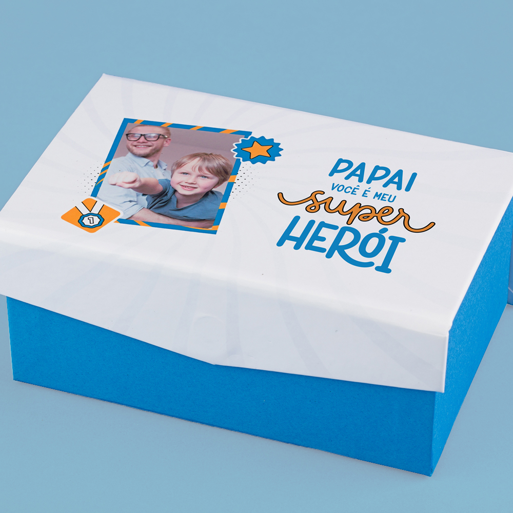Caixa surpresa papai super herói personalizada