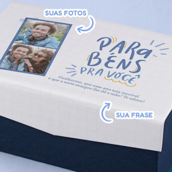 Caixa Surpresa com Cubos que Saltam Parabéns Pra Você Azul - Image 2