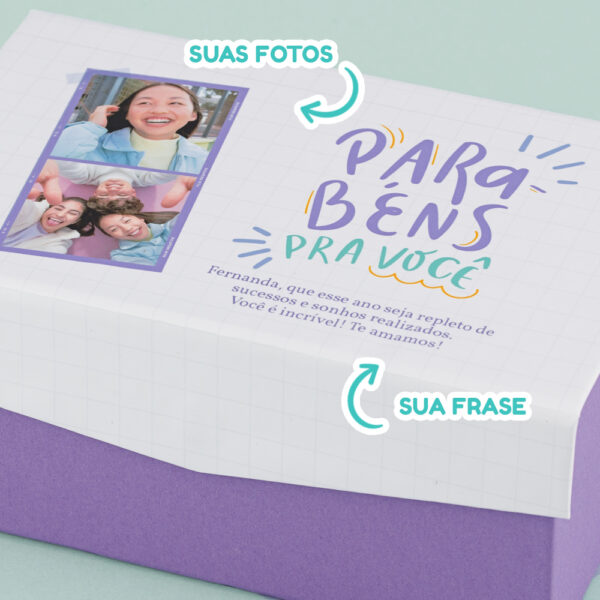 Caixa Surpresa com Cubos que Saltam Parabéns Pra Você Lilás - Image 2